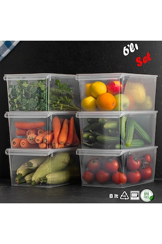 Porsima 3185 6 Ad 8 Lt Dolap İçi Ve Buzdolabı İçi Düzenleyici Set ŞEFFAF