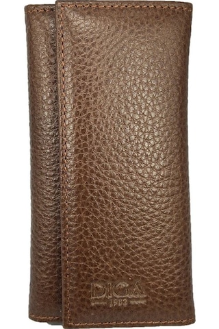 Hakiki Deri Organizer Dikey Anahtarlık Taba Bronz