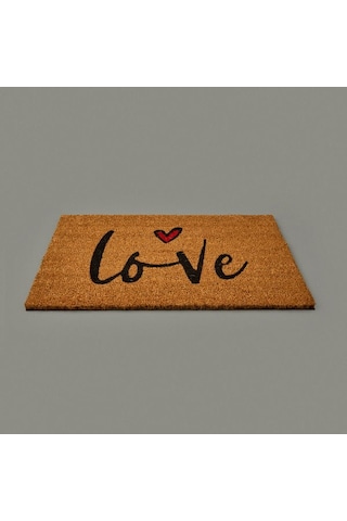 Giz Home Kalpli Love Kapı Önü Paspası - Bej - 35x60 Cm Bej