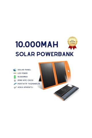 10.000mah Güneş Enerjili Solar Powerbank-1479 BEYAZ
