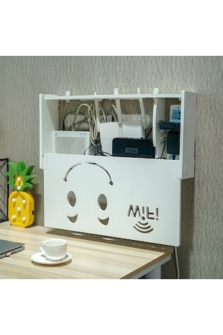 Sones Soket Yönlendirici Saklama Kutusu Set Üstü Kutu Dekorasyon Tv Dolabı Oturma Odası Bağlantı Kutusu, Boyut: 40,5x20,5x9,5 Cm Panjur