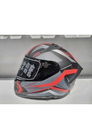 Mts Pro 801 Twılgh Güneş Gözlüklü Motosiklet Kaskı Mat Gri - Kırmızı