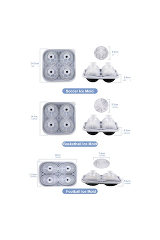 Reedark Basketbol Şekilli Silikon Buz Küpü Kalıbı - 4'lü Set, Kokteyl Ve Viski İçin Eğlenceli Buz Topları Çok Renkli