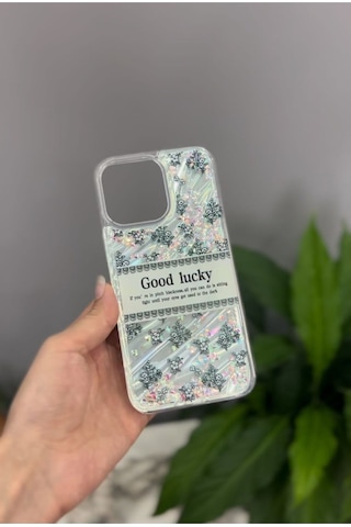 Apple Uyumlu iPhone 11 Sulu Simli Akışkan Kılıf Good Lucky Hologram