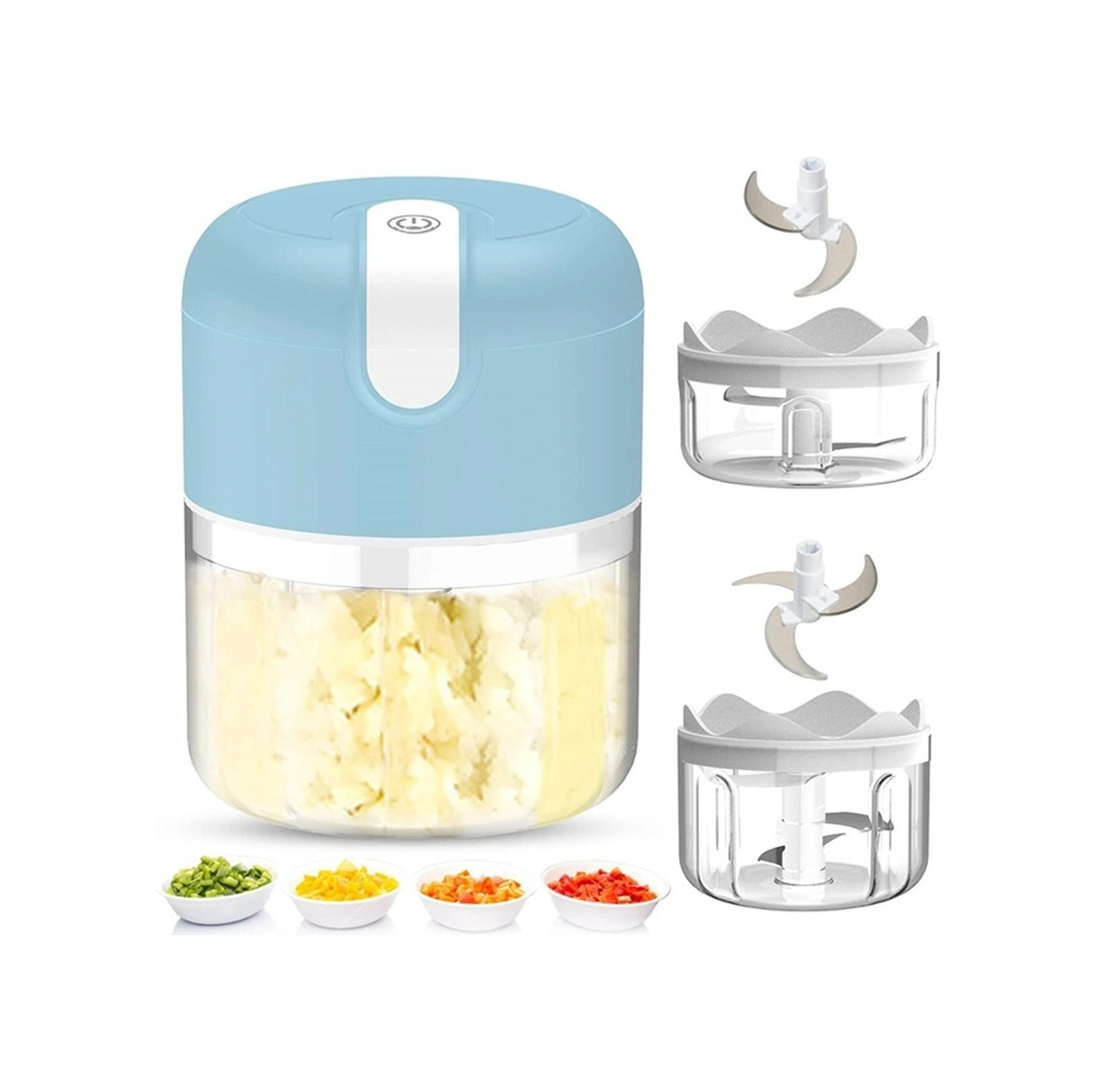 Youmex Usb Şarjlı Elektrikli Zeytinyağlı Biber Dilimi, Sebze Ve Et Döneri - 250ml Kapasite, Ev Ve Piknik İçin Uygun Mavi