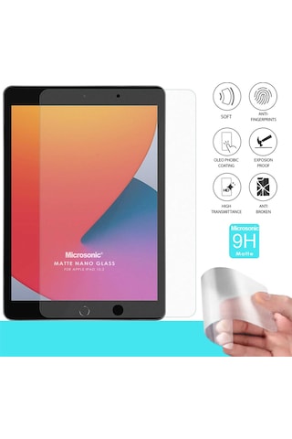 Microsonic Apple Uyumlu iPad 10.2 '' 8. Nesil Kılıf (A2270-A2428-A2429-A2430) Matte Nano Glass Cam Ekran Koruyucu