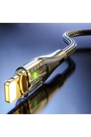 Buffer Led Işık Uçlu Sağlam İp Kablolu Usb To Lightning Hızlı Şarj Kablosu