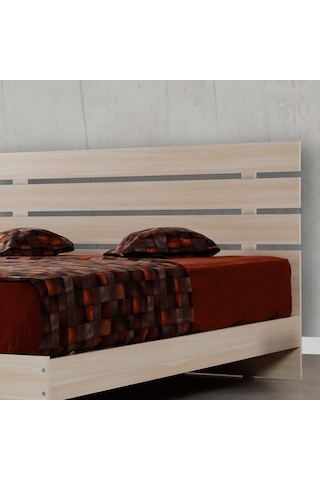 Pasifichome Huga Çift Kişilik Ahşap Karyola Meşe 150 Cm / Başlıklı Karyola