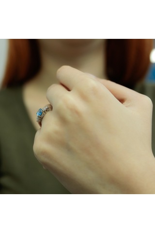 Lova Pırlantalı Oval Blue Topaz Yüzük - 1050215