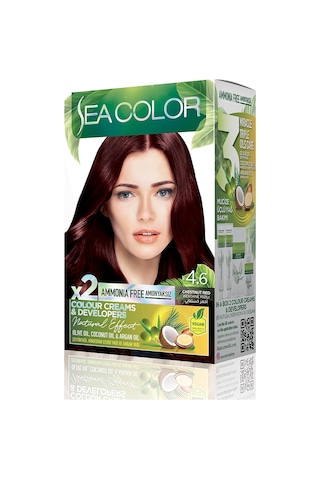 Amonyaksız, Vegan, Doğal, Besleyici Kalıcı Saç Boyası%100 Beyaz Kapama 1 Paket 2 X 50 Ml Boya & Oksidan Kestane Kızılı 4.6