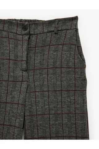 Koton Cepli Ekoseli Geniş Paça Pantolon Gri Ekose 7wkg40226ak Gri Ekoseli