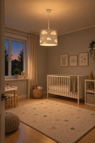 Şenay Aydınlatma Bebek ve Çocuk Odası Silindir Kumaş Sarkıt Avize Gri Bulut