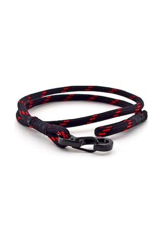 Kirmizi Siyah Paracord Metal Kancali Sarma Erkek Bileklik Bt544 Kırmızı