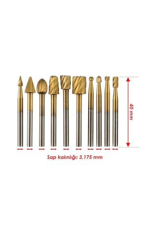 5323 Hobi Gravür Makinası Ahşap Oyma Freze Ucu Seti 10 Parça