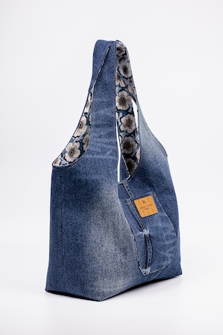 Fabric Craft Bag Omuz Çanta Pamuk Denim Lazer Efekt Yıkamalı Kot Lacivert