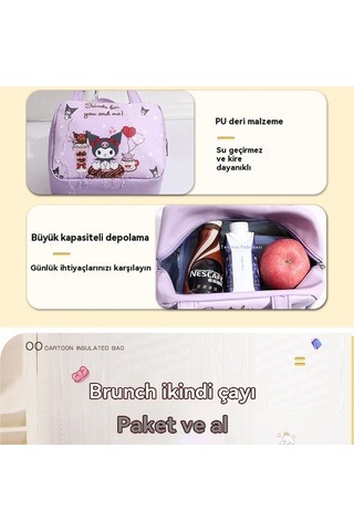 Pazly Kızınkalp Yalıtımlı Yemek Kutusu Çantası Açık Mor Renk Açık Mor