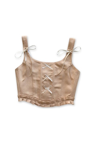 L'aura Corset Somon Rengi Fırfırlı Bayan Korse Büstiyer Pembe