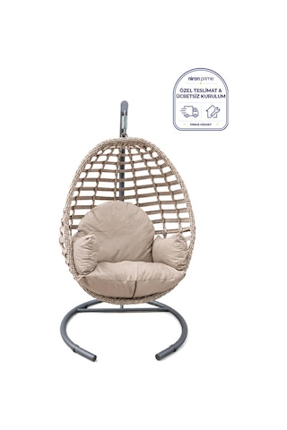 Niron Royal Rattan Bahçe Salıncağı Cappucino - Minderli Modern Salıncak Capuccino