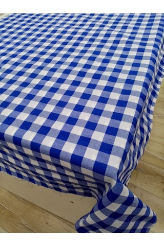 Hayat Home Mavi Kareli Zefir Kumaş Masa Örtüsü Sofra Örtüsü