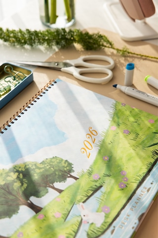 2026 Haftalık Spiralli Masaüstü Planlayıcı 24x34 Cm - Desk Planner Manzara Çok Renkli