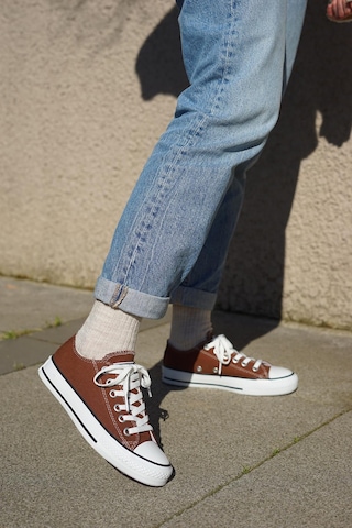 N Moda Unisex Keten Ayakkabı Spor Ayakkabı Günlük Sneakers Kısa Kahverengi
