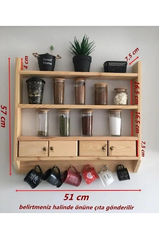 4 Kapaklı Mutfak Terek Doğal Ahşap
