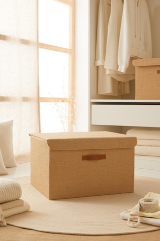 Ocean Home Textile Jüt Kapaklı Kutu 48 x 40 x 30 cm