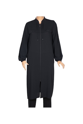 Hesna Kadın Hüma Dokuma Krep Aksesuarlı Araboy Siyah Ferace Siyah