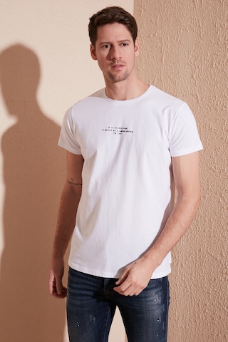 Buratti Pamuklu Slim Fit Bisiklet Yaka Erkek T Shirt 541Ifit Beyaz