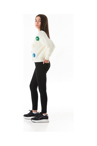 Fullamoda Beli Lastikli Cepli Çelik Örme Kız Çocuk Tayt 25mcck7060127444-siyah Siyah