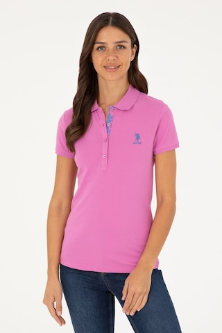 U.S. Polo Assn. Kadın Pembe Basic Polo Yaka Tişört 50280060-VR037