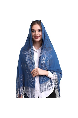 Narin Pamuk Tül Şal Lacivert 60x160