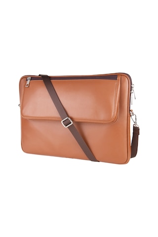 2k S.deri Laptop Çantası,tablet Çantası,14'' İnç,vegan,omuz Ve Valiz Askılı,aksesuar Ve Evrak Cepli,25.5 36 2 Cm.,taba