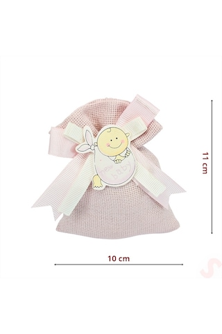 Lavantalı Keten Kese 11 x 10 CM Pembe 1 Adet Pembe