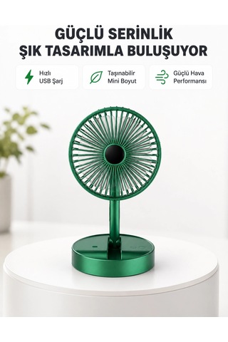 Katlanabilir Mini Fan 3 Kademeli Soğutma, Şarjlı Najmaddin