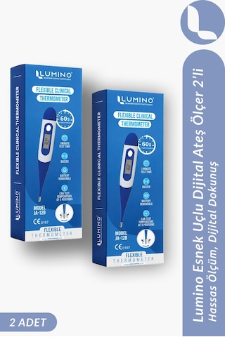 Lumino Esnek Uçlu Dijital Ateş Ölçer 2'li Set - Sesli Uyarı & Hafızalı Termometre - Bebek & Yetişkin