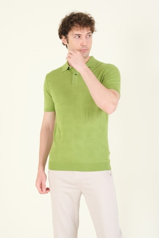 Giyim Dünyası Erkek Çıtçıtlı Desenli Polo Yaka Merserize T-shirt Yeşil 001