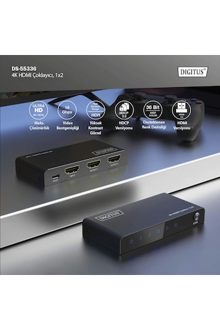 Dıgıtus 4k Hdmı Splitter, 1x2, 4k/60hz Hdcp 2.2, Edıd Control
