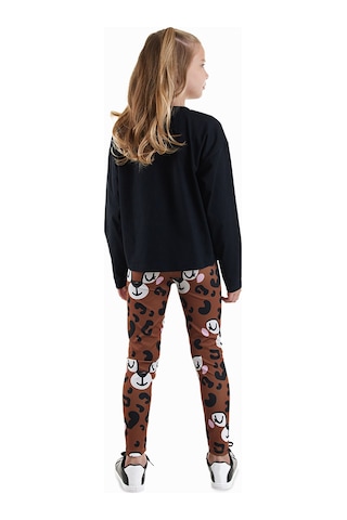 Denokids Leopar Kız Çocuk T-shirt Tayt Takım Renkli
