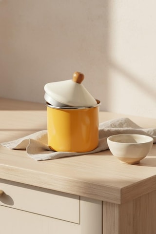 Bambum Nostalji - Ahşap Saplı Baharatlık Hardal 12 Cm Hardal Sarı