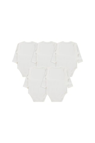 Civil Baby Düz Uzun Kol 5 Li 1-3 Yaş Çıtçıtlı Badi - Beyaz