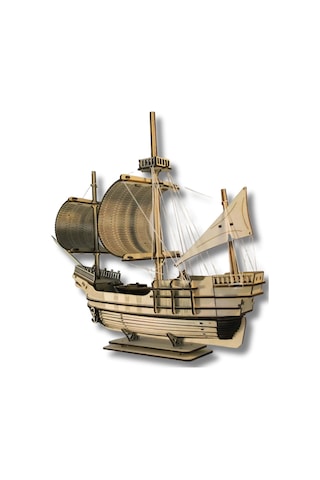 Ahşap Yelkenli Gemi Maketi - Kendin Yap Dıy Dekoratif Kit - 3d Puzzle - 41cm