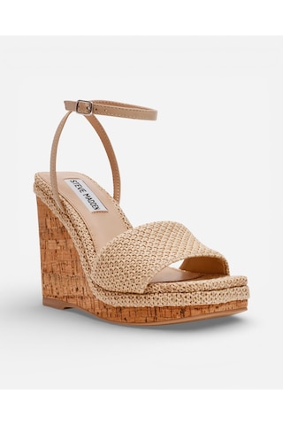 Steve Madden Outrıght Nat Nat Raffıa Kadın Nat Raffia Topuklu Sandalet Outrıght Nat Bej