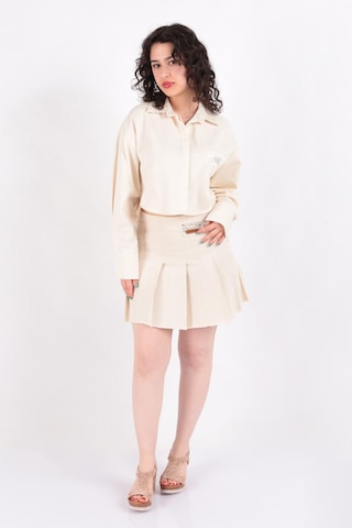 Hadise 3966 Kadın Armalı Pileli Mini Etek Ss YELGET003966-R0152 Bej