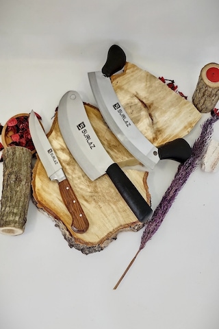 Sürmene 3'lü Şef Seti Çift Tutma Kıyma Zırhı Soğan Satırı