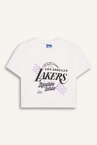 Defacto Kız Çocuk Nba Los Angeles Lakers Bisiklet Yaka Kısa Kollu Tişört E7632a825hser98 Ekru