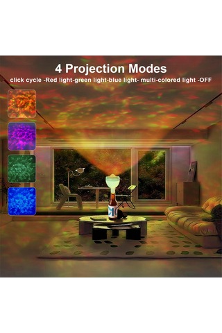 Kablosuz Şişe Lambası, Projeksiyon Fonksiyonlu Led Şişe Işığı, Beyaz