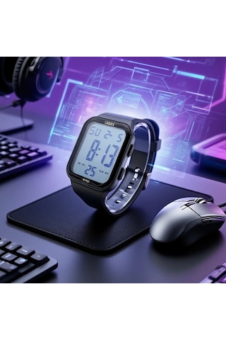 Willowhaven Siyah Spor Saati Gençler İçin Su Geçirmez Dijital Alarmlı Kol Saati Siyah