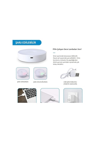 Unichrome 2 Renkli Hareket Sensörlü USB Şarj Edilebilir LED Işık Dolap İçi