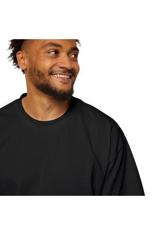 Yılmazer %100 Pamuk Oversize Bisiklet Yaka %100 Pamuk Oversize Geniş Kalıp Bisiklet Yaka Erkek T-Shirt Ot2026-1 Siyah